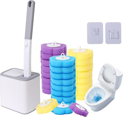 Disposable Toilet Brush, Toilet Bowl Cleaning System,Powerful Cleaning, Disposable Toilet Cleaner,with 24 Toilet Wand Refills, for Toilet Bowl Cleaners,Bathroom Cleaning