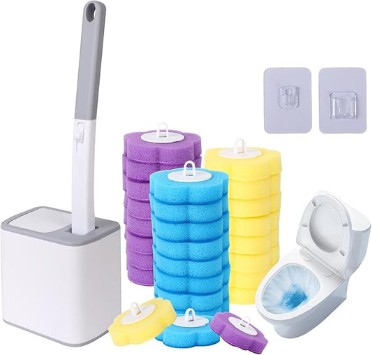 Disposable Toilet Brush, Toilet Bowl Cleaning System,Powerful Cleaning, Disposable Toilet Cleaner,with 24 Toilet Wand Refills, for Toilet Bowl Cleaners,Bathroom Cleaning