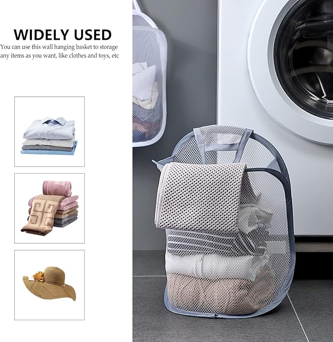 ULTECHNOVO 2pcs Laundry Basket Organizer Hanging Baskets for Kitchen Folding Storage Wall Storage Hanging