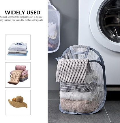 ULTECHNOVO 2pcs Laundry Basket Organizer Hanging Baskets for Kitchen Folding Storage Wall Storage Hanging
