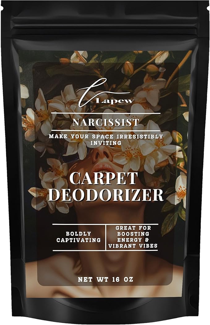 Lapew Narcissist Carpet Deodorizer Powder - Pet Safe Freshener for Vacuuming | Scented Odor Eliminator for Home | 16 oz