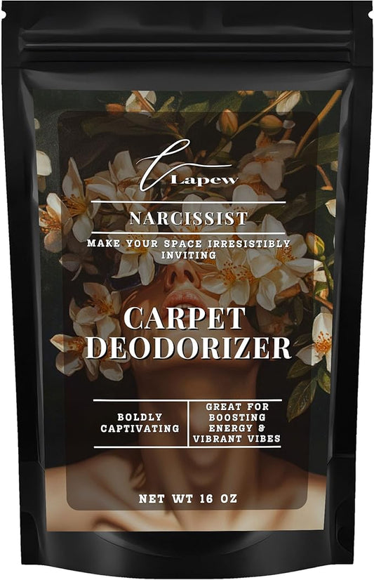 Lapew Narcissist Carpet Deodorizer Powder - Pet Safe Freshener for Vacuuming | Scented Odor Eliminator for Home | 16 oz