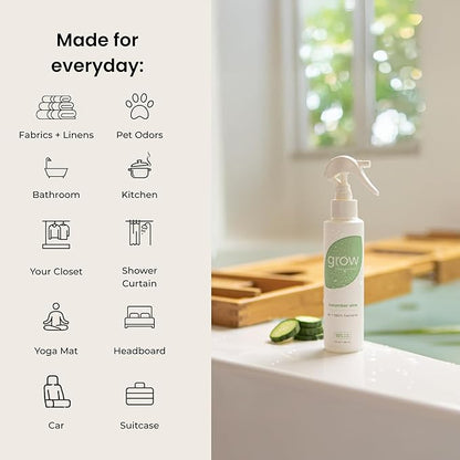 Grow Fragrance Certified Non Toxic, 100% Plant Based Fabric and Room Air Freshener Spray. Made with All Natural Essential Oils (Cucumber Aloe 2 Pack) 2 x 5oz