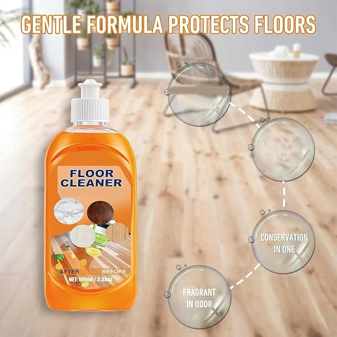 Floor Cleaner, 3.38 Oz/100ml Glossy Clean Floor Cleaners, Multipurpose Floor Cleaner Liquid, Powerful Household High-Performance Cleaner for Wood, Tile (2)