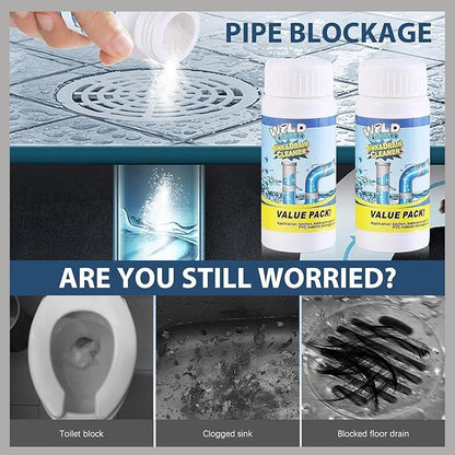 Pipe BFast Acting Foaming Unclogger for Kitchen Sink, Bathroom, Shower, and Toilet Pipeline Cleaningobo Drain Cleaner,Wild Sink And Drain Cleaner Powder, (2)