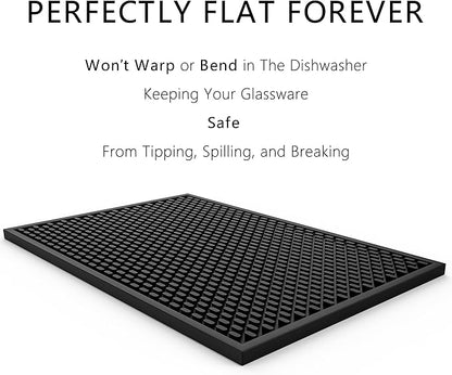 AXIESO 2 Pack Silicone Bar Mat - 1/2 Inch Thick Heat-Resistant and Food Safe Drip Mat - Spill Mats for Counter Top - Kitchen Service Mat, Coffee Bar, Restaurant - Drying Mat - 18 x 12 Inches