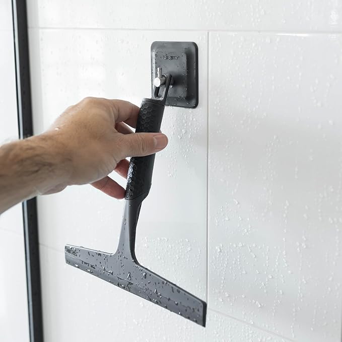 TOOLETRIES The Squeegee & Hook - All Purpose Shower Squeegee for Glass Doors, Silicone Grip, Bathroom Cleaner Tool Household Window Mirror Squeegee, Bathroom Accessories & Cleaning Supplies - 10 Inch