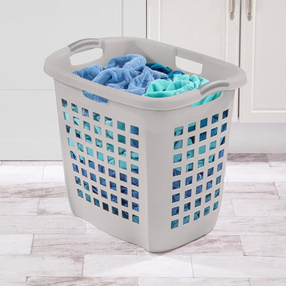 Sterilite 4-Pack 2.1 Bushel Ultra Easy Carry Hamper, Laundry Basket Organizer, Gray Pumice - Large Plastic Clothes Bin for Home, Dorm, Bathroom, and Bedroom Organization