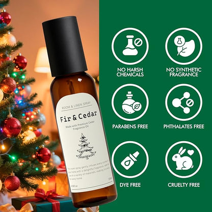 Fir & Cedar Room Spray, Concentrated Room Spray for Home Fragrance, Long Lasting Air Fresheners for Home, Bedding, Fabrics, Odor Eliminator, 8.12 fl oz