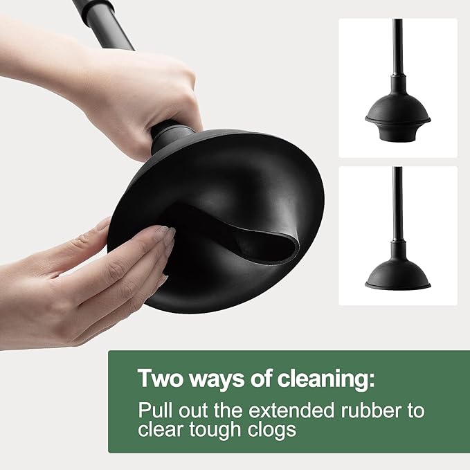 Eyliden Toilet Plunger and Brush, 2 in 1 Toilet Bowl Brush Plunger Set with Holder, Bathroom Cleaning Tools Combo with Caddy Stand, Nylon Bristles, Shatter-Resistant Plastic, Black