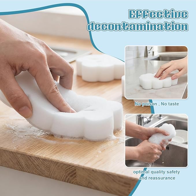 12 Pcs Kitchen Sponges for Dishes Double Sided Cleaning Dish Scrub Sponge Bulk Reusable Non Scratch Scrubbers for House Cleaning Dishwashing (Cloud,White)