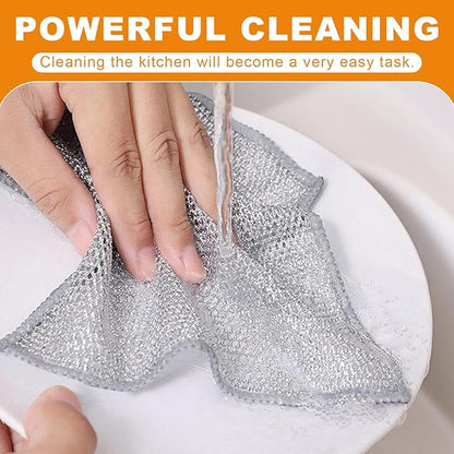 12 Pcs New Upgrade 3-Layer Metal Dish Cloth, No Scratches Wire Cleaning Cloth , Reusable Multipurpose Wire Dishwashing Rag for Kitchen Cleaning Cloths,Sinks,Dishes,Stove Top, Dimensions,7.87” x 7.87”