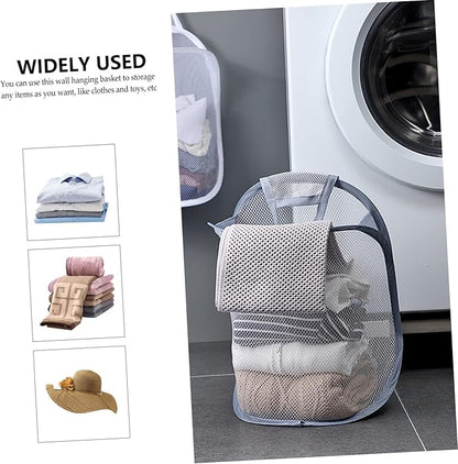 Levemolo 2pcs Folding Hanging Laundry Storage Baskets Breathable Mesh Clothes Organizer for Home Bedroom and Bathroom Space-saving for Dirty Clothes and Toys