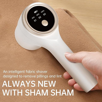 Fabric Shaver, Lint Remover Rechargeable 3-Speed Remove Fuzz, Pilling for Wool, Clothes, Sweater, Coat, Electric Lint Shaver with Stainless Steel Replacement Blades, Light Beige