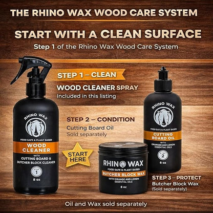 Wood Cleaner Spray – Cutting Board & Butcher Block Cleaner – Natural Vinegar Citrus Wood Surface Cleaner for Kitchen Wood Countertops & Bamboo Boards – Made in USA – New Formula