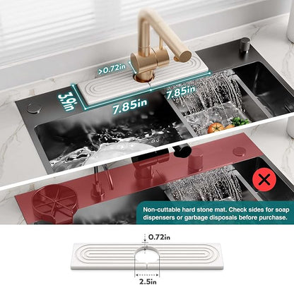 Eormoe Kitchen Sink Faucet Mat - 15.7in Diatomite Sink Protectors for Kitchen Sink, Stone Sink Splash Guard for Kitchen Counter Sink Accessories (Light Grey, 15.7'' x 3.9'')