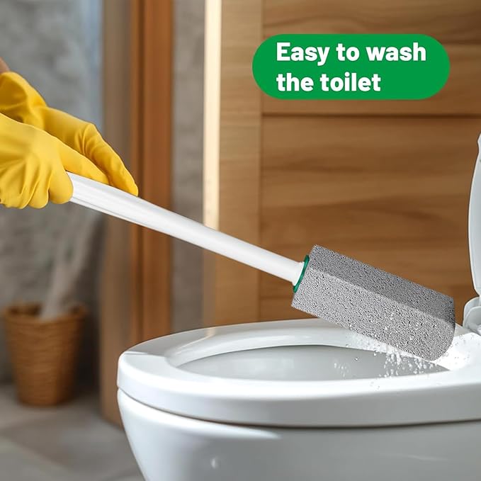 Pumice Stone Toilet Bowl Cleaner,Pumice Stone with 11.8 Inch Long Handle for Toilet,Bathtubs, Grills,Swimming Pools,Sinks Cleaning (4 Pack)