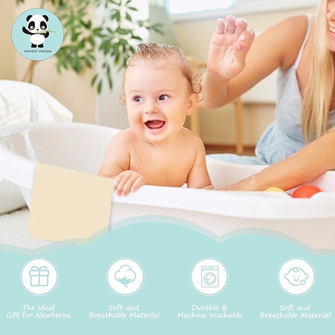 HIPHOP PANDA 10 Pack 6-Layers Muslin Burp Cloths Large - Durable 100% Cotton - Baby Essentials Extra Absorbent and Soft Boys & Girls Rags for Newborn Registry (Ivory, 20" X10")