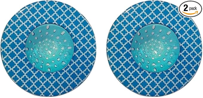 Handy Housewares 5.25" Diameter Decorative Designer Pattern Kitchen Sink Strainer/Food Trap (Two Pack, Blue Pattern)