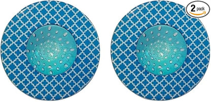 Handy Housewares 5.25" Diameter Decorative Designer Pattern Kitchen Sink Strainer/Food Trap (Two Pack, Blue Pattern)
