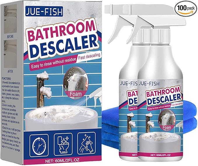 Lanenow Jue-Fish Bathroom Descaler Foam Cleaner - Stubborn Stains Remover, Fresh Scent, All Purpose Bubble Spray (2pcs)