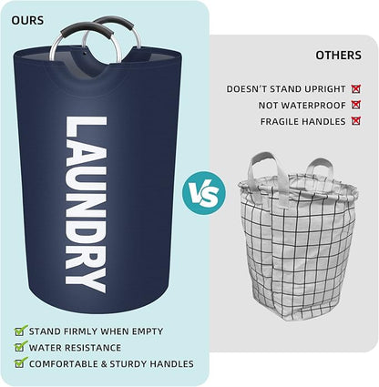 StorageRight 115L Large Laundry Basket, Laundry Hamper, Dirty Clothes Hamper for Laundry, Collapsible, Waterproof Laundry Baskets with Foam Protected Aluminum Handles for Laundry, Dorm, Family (Blue)