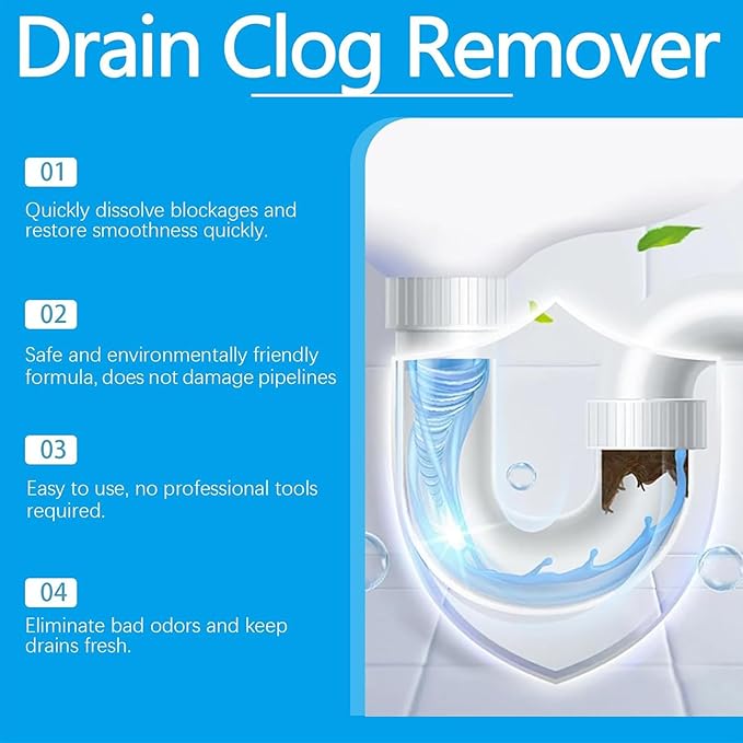 Strong Drain Effervescent Tablet, Quick-Dissolving Sink Tablets for Smell, Foaming Drain Cleaner Tablets for Garbage Disposal, Cleaner for Sewer, Toilet and Septic Tank, 12pcs/box (1box)