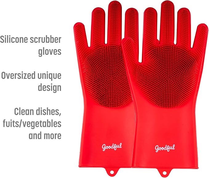 Goodful Silicone Kitchen Rubber Gloves, Oversized, Reusable, Waterproof