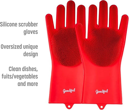 Goodful Silicone Kitchen Rubber Gloves, Oversized, Reusable, Waterproof