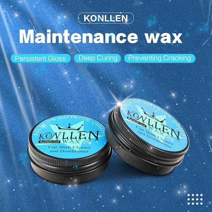 KONLLEN Billiards Billiard cue Towel - 100% Cotton Black 8-Ball Pool Cue Clean Towel Maintenance Accessories Cleaning Set Shaft Wax + Cleaning Powder +