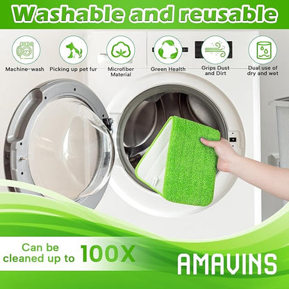 AmaVins 3 Pack Microfiber Cleaning Pads, Reusable Microfiber Mop Pads for 18 Inch Mop, Hardwood Floor Replacement Cleaning Mop Pads, Machine Washes