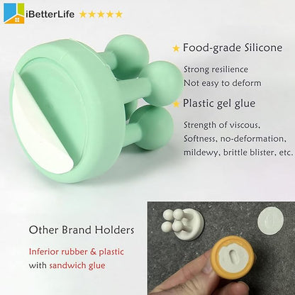 Razor Holder Shaver Hook Hanger Stand - 4Pcs Silicone Toothbrush Holders for Shower Wall Mounted Self Adhesive Cute Utility Dorm Room Bathroom Kitchen Organizer Storage Hook for Hanging Loofah Towel