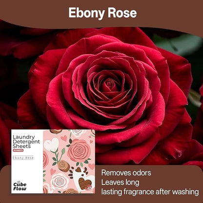 Laundry Detergent Sheets, Ebony Rose Scent - 100 Loads | 72-hour long lasting fragrance, Eco Friendly Sheets | Pre-Measured, Liquidless for Deep Clean | Hypoallergenic (Ebony Rose)