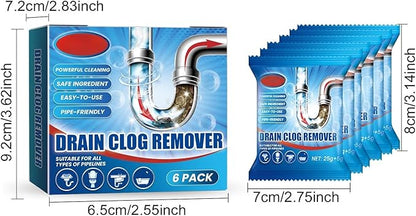 Drain Clog Remover 6 Packs Fast Acting Drain Cleaner Powders for Kitchen Sink Bathroom Shower Bathtub Powerful Pipe Unclogger Clears Hair Grease Safe for Pipes 2025