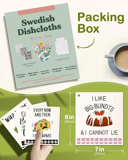 Swedish Dishcloths for Kitchen - 5 Pack Reusable Dish Cloths for Washing Dishes Absorbent Cute Funny Kitchen Towels Cleaning Sponge, Funny Kitchen