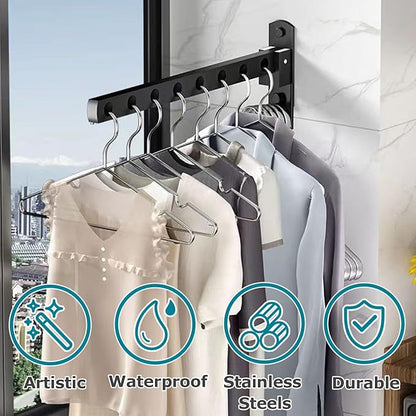 Folding Clothes Airer, 90° Rotation, Folding Clothes Airer, Wall Mounted Clothes Drying Rack, Foldable Clothes Rack for Balcony, Laundry Room, Bathroom
