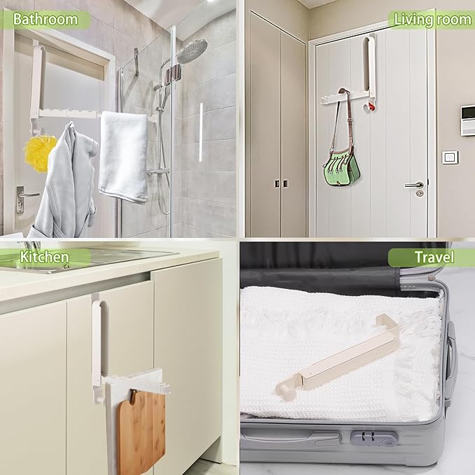 Over The Door Drying Rack, 1 Pack Foldable Over The Door Hooks Hanger for Laundry Clothes Heavy Duty Door Organizer Rack Coat Towels Hanging Storage for Bedroom Bathroom Kitchen