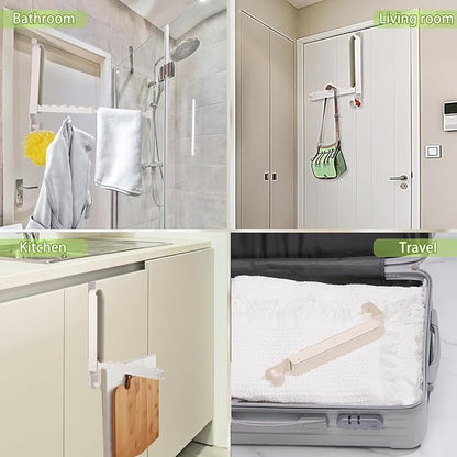 Over The Door Drying Rack, 1 Pack Foldable Over The Door Hooks Hanger for Laundry Clothes Heavy Duty Door Organizer Rack Coat Towels Hanging Storage for Bedroom Bathroom Kitchen