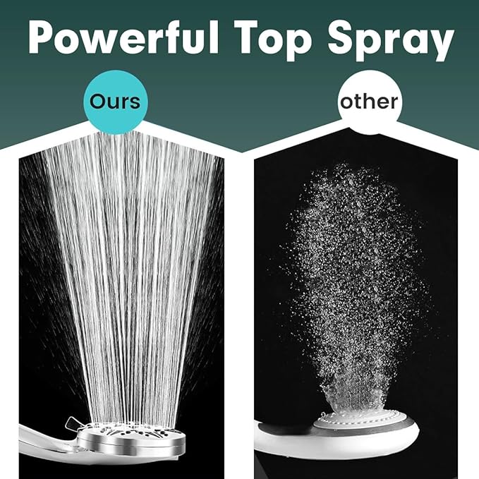 Filtered High Pressure Handheld Shower Head – 10 Spray Modes with Rain & Massage, Built-in Filter for Cleaner Water, Anti-Clog Nozzles, Power Rinse for Tile & Pets, Chrome Finish