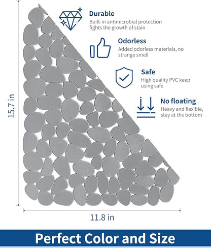 Bligli Pebble Sink Mat for Stainless Steel/Ceramic Sinks, 2 Pack PVC Sink Protectors Mats for Bottom of Kitchen Sink, Dish Drying Mat for Dishes and Glassware, 15.7 x 11.8 inch, Solid Grey