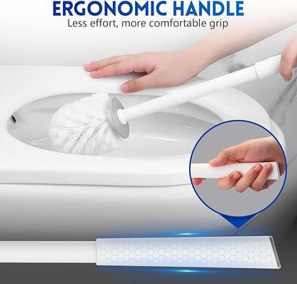 Y-in Hand Toilet Brush and Holder Set, 2 Pack Toilet Scrubber, Compact Size for Storage and Organization, Bathroom Accessorie, Easy to Assemble, Classic PP Bristle, Wall Mountable. - White