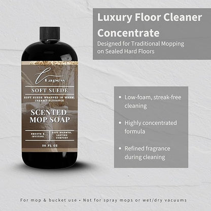 Lapew Soft Suede Scented Mop Soap - Luxury Floor Cleaner Concentrate for Mopping Tile, Laminate, Vinyl & Hardwood | Streak-Free, Low-Foam | 36 oz