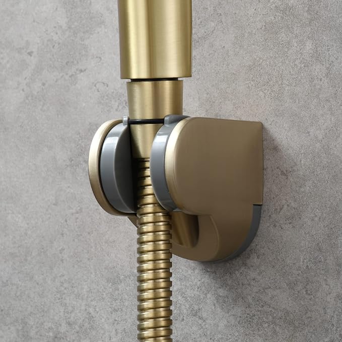 Tecmolog Brushed Gold Handheld Shower Head Holder ABS Wall Mount Shower Wand Hose Sprayer Holder Bracket, ST01J2