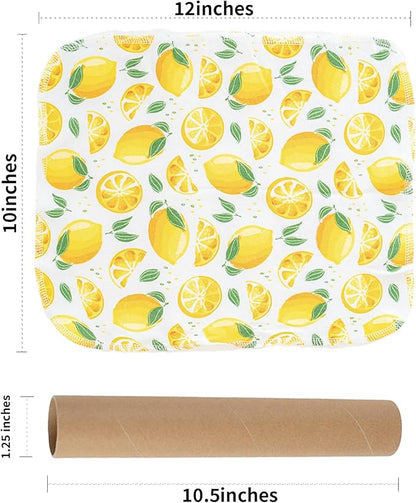 Reusable Paper Towels Washable，Pack of 12 Paperless Napkins Flannel Cotton Cloth 10"X12"with Cardboard Roll，Made to Last - Cut Back and Waste Less Eco Friendly（Lemons）