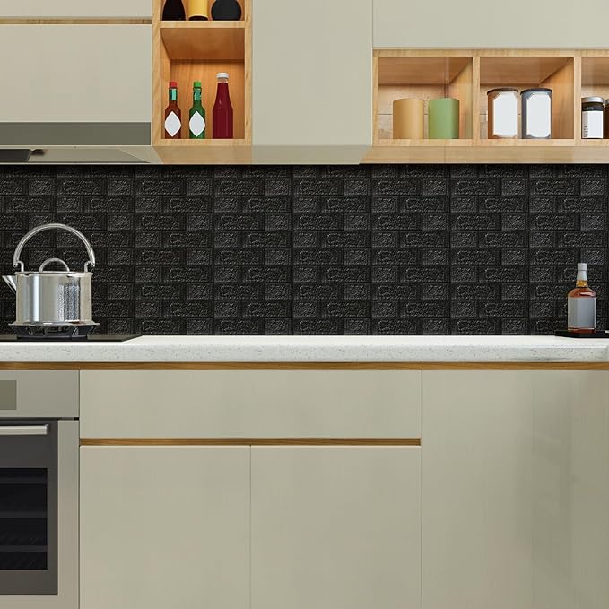 10PCS 3D Wall Panels Peel and Stick Foam, Self-Adhesive Decorative 3D Brick Wallpaper Wall Covering, Faux Stone Wall Panel Foam Brick for Living Room, Kitchen, Bathroom