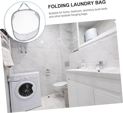 Foldable Wall-mounted Laundry Basket Gray Mesh Storage Bag for Bathroom Bedroom Dormitory Space-saving Hanging Clothes Organizer with Stable Load-bearing and Multifunctional Design