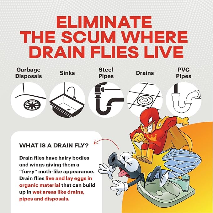 Scum King Drain Cleaner | Fast-Acting Clog Remover & Deodorizer – Liquid Sink, Shower & Garbage Disposal Unclogger | Remove Organic Scum, Hair & Grease | Safe for Pipes & Septic Systems – 32 oz