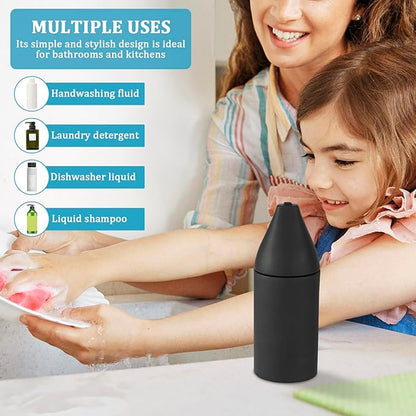 200ml Silicone Dishwashing Soap Dispenser, Squeeze Style Dish Soap Squeeze Bottle, Lightweight Easy to Refill Dishwashing Liquid Dispenser, Silicone Divided Bottle for Kitchen and Bathroom. (Black)
