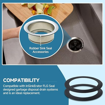 2Pcs FLG-Seal Rubber Drain Insert Gasket, Putty-Free Sink Flange Gasket for Kitchen Sink Garbage Disposal Gasket, Compatible with InSinkErator
