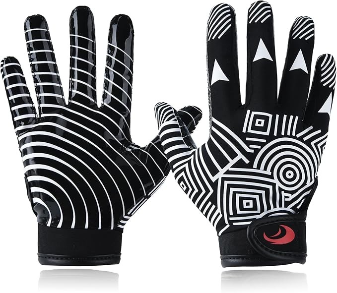 Youth Football Gloves Kids Silicone Grip Receiver Gloves with Super Stick Ability for Best Game Experience